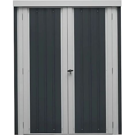 Casetta Big Box Giardino 140x81x180H cm Acciaio Antracite Doppia Porta (1/3)