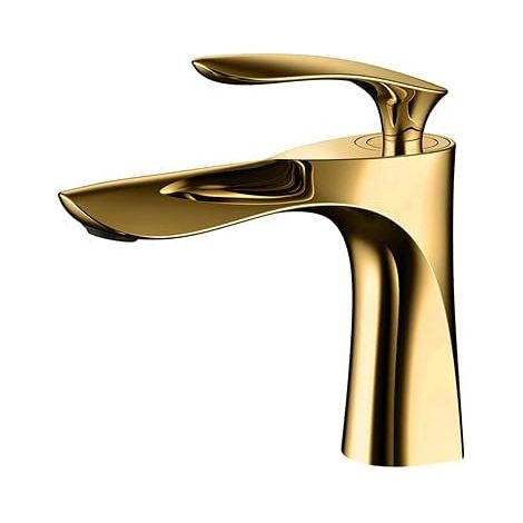 Grifo mezclador de fregadero de cocina color oro rosa, grifo de lavabo color oro rosa, grifo de agua fría y caliente para montaje en encimera. (1/4)