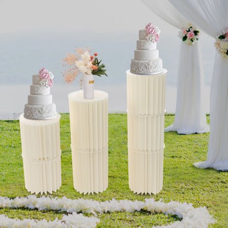 7 Faltbare Papier Säulen Display Stand, 30  30 cm  30  40 cm in zwei Größen, auf Hochzeit, Geburtstag, Weihnachtsparty, weiß