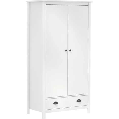 Garde-robe Armoire de Rangement Armoire de vêtements Penderie à 2 portes Hill Blanc 89x50x170cm Bois de pin solide VXN1682 (1/5)