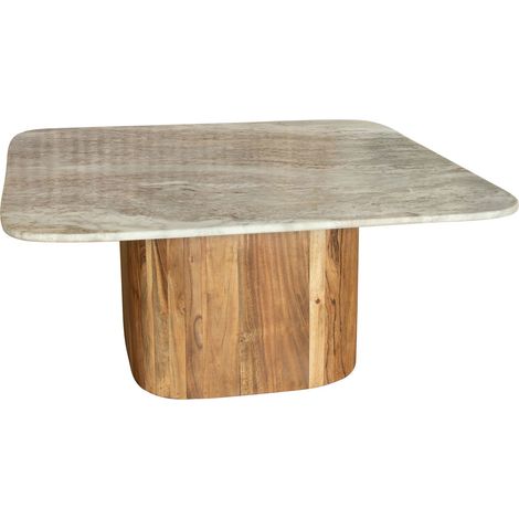 Table basse en marbre et pied en bois d'acacia, BERGEN