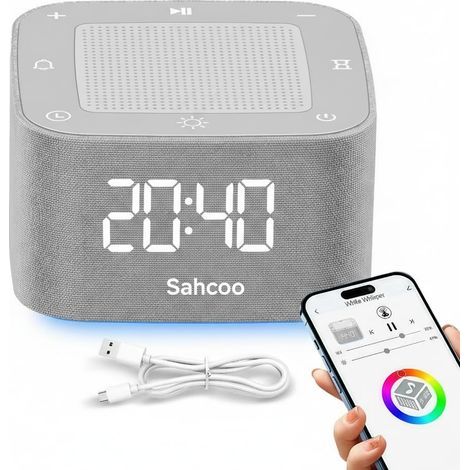 Machine à bruit blanc 3 en 1 pour dormir, enceinte Bluetooth, réveil, sons naturels apaisants (sans boucle), aide au sommeil pour adultes et enfants, lampe de chevet, indispensable pour la liste de na (1/5)