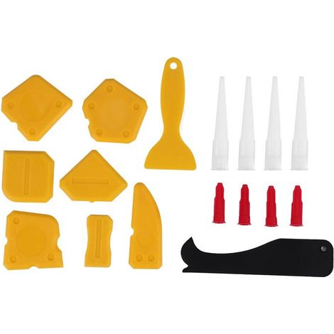 17 pièces kit outil calfeutrage mastic silicone grattoir coulis buse (1/2)