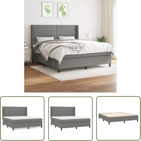 The Living Store Boxspringbett mit Matratze Dunkelgrau 180x200 cm Stoff - Boxspringbett - Doppelbett - Bettenrahmen - Matratze - Matratzentopper (1/5)