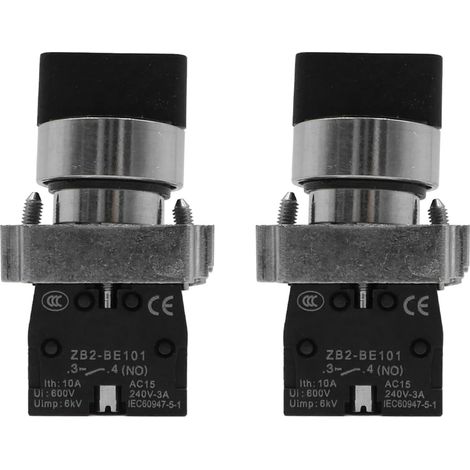 Lot de 2 sélecteurs rotatifs ronds 3 positions 22 mm 1 NO Interrupteur rotatif autobloquant pour contacteur, relais et circuits de démarrage électromagnétiques (1/5)