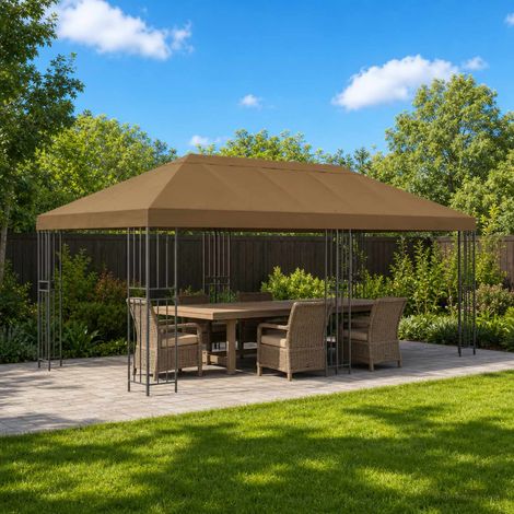 Teenpull – Pavillon mit Seitenwänden 6 x 3 m Taupe Polyester und Stahl 190 (1/5)