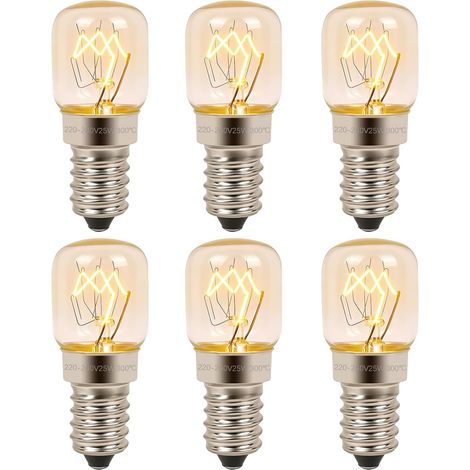 E14-Ofenlampe – 6er-Pack – Robustes Glas – Dimmbar bis 300 °C – Für Backofen, Kühlschrank und Mikrowelle – T22 25 W (1/5)