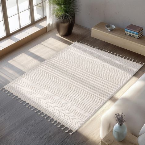 LUXOR Tapis tissé à franges écru - 160x230 cm (1/5)