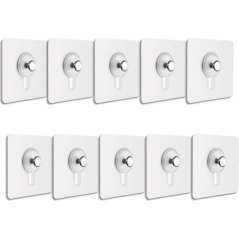 10 Pcs Picture Hooks without Drilling, Frame Fixing without Drilling, Frame Hook without Drilling Waterproof Adhesive Removable Anti-trace Sticker, Transparent Adhesive Picture Hook (1/3)