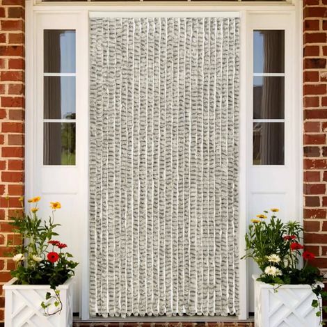 Moustiquaire Porte, Rideau pour Porte, Rideaux Anti Mouche Gris clair et gris foncé 100x220 cm Chenille GTY36103 (1/5)
