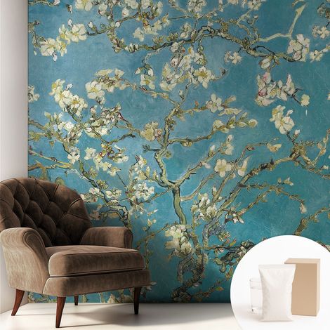 Papier peint intissé mural installation rapide du papier peint durable et résistante - Colle incluse gratuite Branches en fleurs 250x250 cm (1/5)