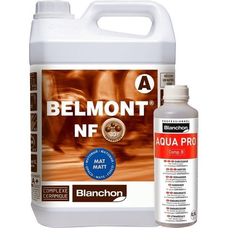 Vitrificateur parquet BLANCHON Belmont® NF bi-composant très haut trafic dans lieux publics  Conditionnement: 10 Litres - Finition: Mat
