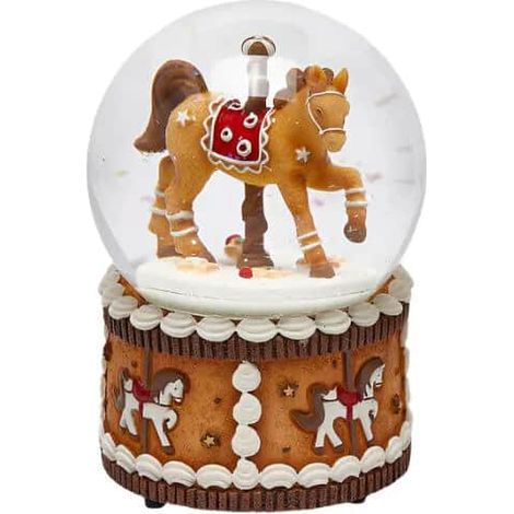 EDG Enzo De Gasperi Decoro di Natale Sfera Acqua Cavallo Carosello H 15 Cm D 10 Cm Hazelnut