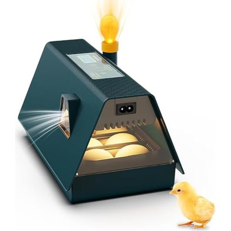 Incubateur entièrement automatique pour 10 œufs, 29,7 x 17,6 x 17 cm, contrôle automatique de la température et de l'humidité, éclairage LED, incubateur