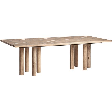 Table de salle à manger contemporaine en bois de manguier vieilli - Brun clair bois vieilli (1/5)