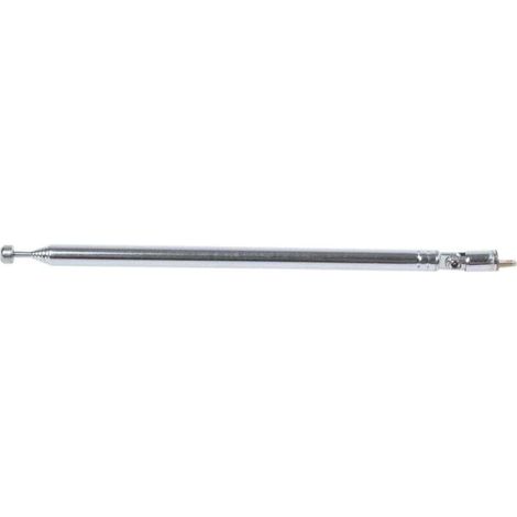 Antenne Radio AM FM Télescopique 7 Sections Métal Argenté Longueur 75cm