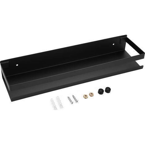 Eckregal aus Edelstahl für Badezimmer - Wandregal für Küche, Wohnzimmer, Hotel (40 cm, Schwarz)