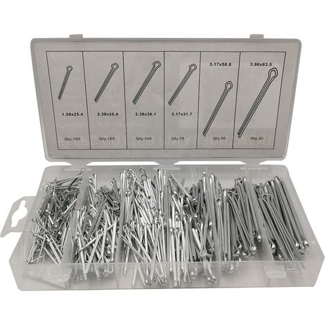 Sollbry 555 Pcs Goupille Fendue, Kit Assortiment de Goupilles Fendues, Goupilles à Ressort Clips, Goupille de Retenue de Métal, Goupilles de Sécurité (1/5)