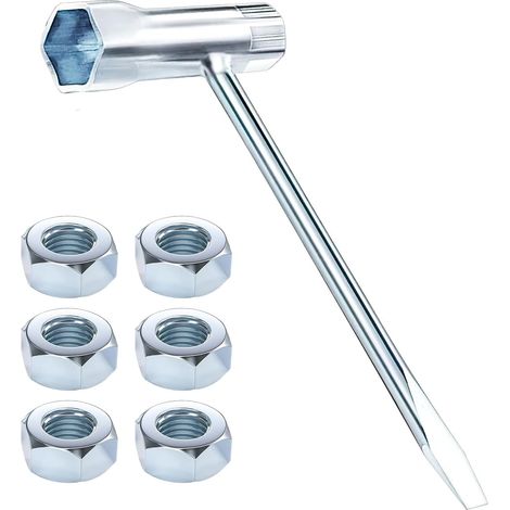 Clé à Tronçonneuse Compatible avec 6 Noix pour Stihl 017, 018, MS170, MS180, 019, 020, 021, 023, MS230, MS250 et Plus, Inclut Écrous – Outil de Réparation Entretien - (1/5)