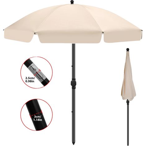 Tenda da giardino regolabile, parasole portatile, beige, rotonda (1/2)