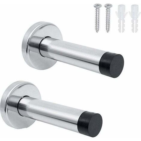 2 Pcs Butée De Porte Intérieure En Acier Inoxydable, Butée De Porte Murale Insonorisée, Arret Porte Murale,Livré Avec Des Vis De Montage Et (1/5)