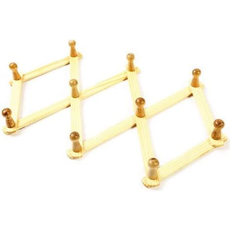 Wall Hook - Unspecified - Retractable - Wood - 10 Hooks - Extends from 32 to 89 cm (1/4)