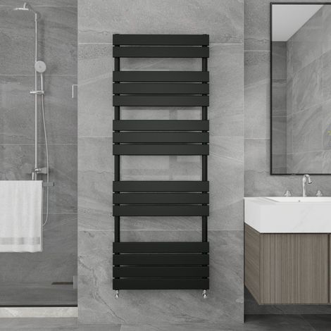 1600x600mm Designer Flat Panel Heated Towel Rail Radiator Bathroom Warmer Heating Black