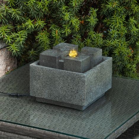 esotec Wasserbrunnen mit LED Modern Style, USB, Solarmodul, Akku 101371