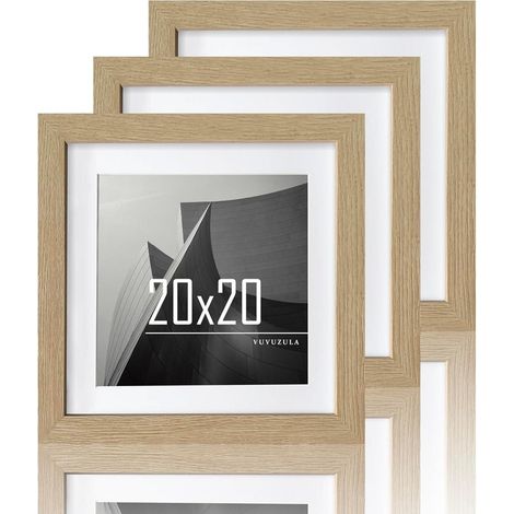VUVUZULA Bilderrahmen 20x20cm Holz Fotorahmen Quadratisch Natur 3er Set (1/5)
