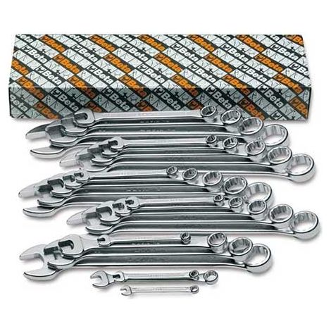 Chiavi Combinate Beta Serie a Forchetta e Poligonale Piegate in Acciaio Cromato, Conforme a DIN 3113 e UNI ISO 7738, Modello 42-S26 (1/4)