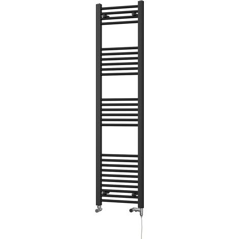 Zennor - Black Dual Fuel Towel Rail H1600mm x W400mm Standard - Straight (1/3)