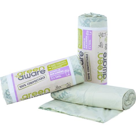 Bolsas de basura grandes compostables GreenAware de 140 L (3 unidades) (1/5)