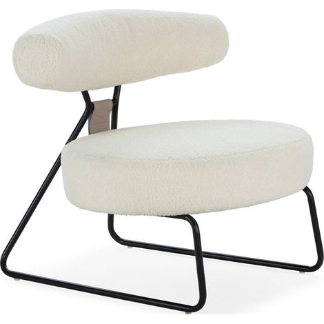 Chaise élégante confort tissu métal - Blanc crème éclat métallique (1/5)