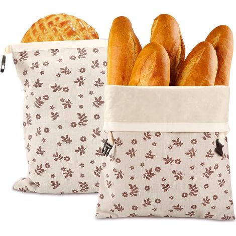 Sac à pain 1 pièce en jute et coton ciré à la cire d’abeille, motif floral, réutilisable, 30 × 43 cm, emballage alimentaire pratique pour conserver et protéger le pain en cuisine, beige (1/5)