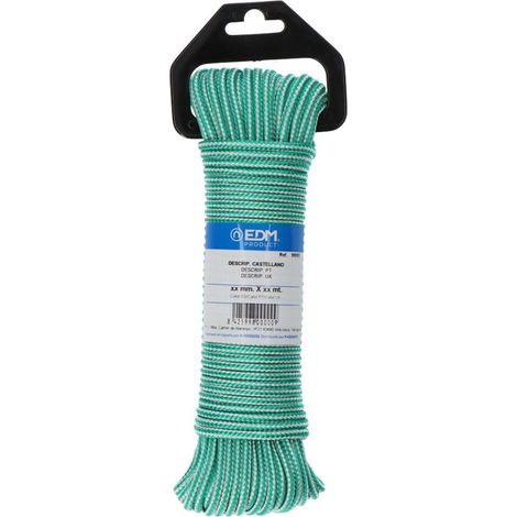 Corda intrecciata in polipropilene (10 metri di lunghezza e Ø4,5 mm di calibro) verde e bianco
