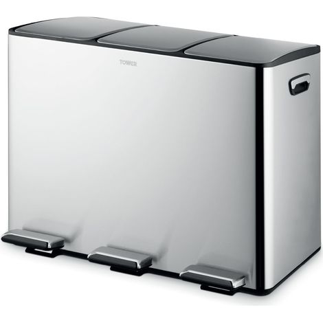 Tower Recycling Pedal Bin, Stainless Steel T838021SS