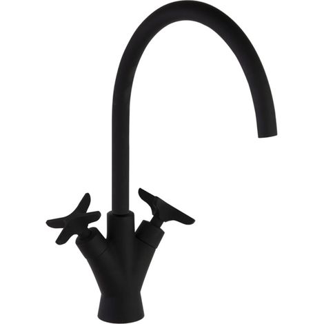 Robinet à double commande avec bec pivotant de 170 mm - ADAGIO - Ramón Soler - Finition : Noir mat (1/3)