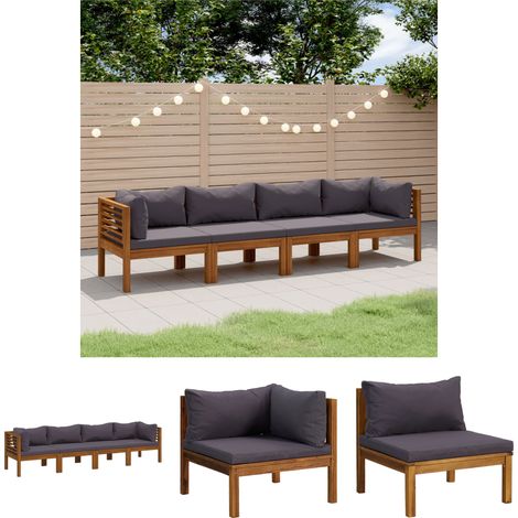 The Living Store -  4-Sitzer-Gartensofa mit Kissen Massivholz Akazie (1/5)