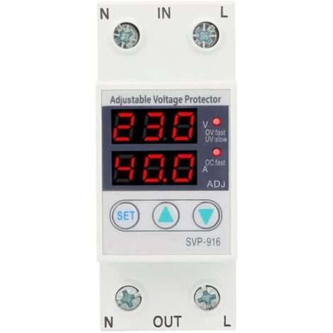Protecteur de Courant 230VAC, Monophasé 40A, Surtension et Soustension Réglable Intelligent (1/5)