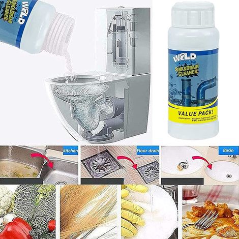 Trade Shop - Juego De 2 Piezas De Fregadero De Fregadero Dreen Polvo Potente Para Limpiar Tuberías De Wc De Cocina -