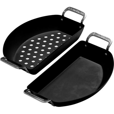 Barbecue-Zubehör Kamado Joe half moon pan set Kohlenstoffstahl 2 Stück (1/2)