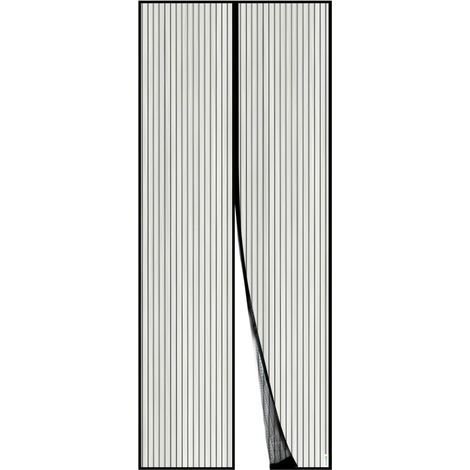 Mosquitera magnética, cortina de malla, cierre magnético de arriba a abajo, cierre automático (90 x 210 cm, negro) (1/4)