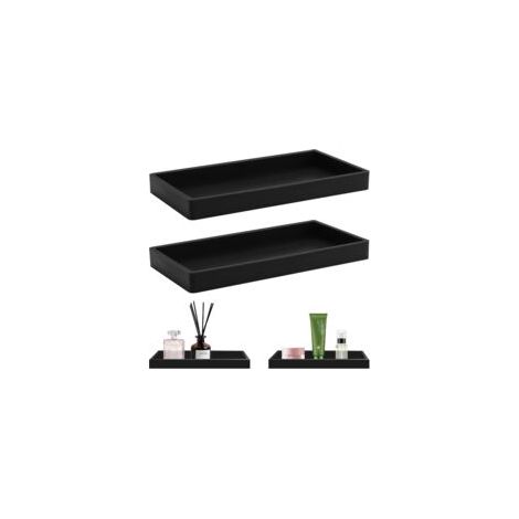 Juego de 2 bandejas para baño, 20 x 10 cm, silicona impermeable y antideslizante, resistente a altas temperaturas, bandeja rectangular decorativa para pañuelos, velas, toallas y pequeños cosméticos - 