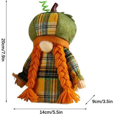 Lot de 2 peluches gnomes sur le thème des récoltes d'automne, parfaites pour Halloween, les fêtes et bien plus encore.