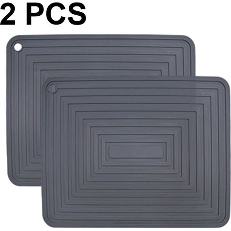 2 grands dessous de plat en silicone pour plats chauds/maniques de casseroles résistantes à la chaleur, antidérapants, épais et flexibles, pour la table de cuisine (bleu clair) (1/5)