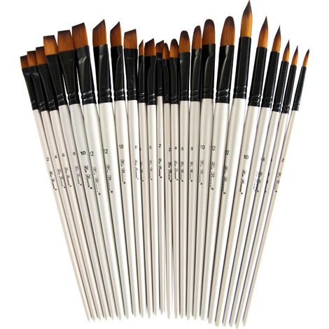 Ensemble de 6 pinceaux en nylon bicolore pour cheveux blancs nacrés pinceau d'art de peinture pour étudiants pinceau aquarelle pinceau à huile une pièce (1/3)