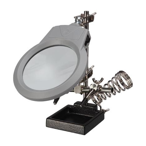 Terza mano con lente d'ingrandimento, lampada a led e supporto per saldatore (1/3)