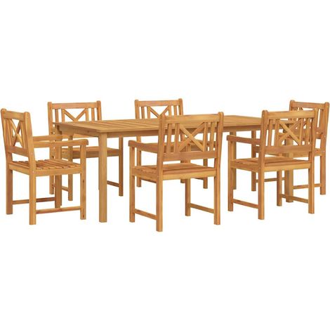 Maison Exclusive - Garten Essgruppe 7 pcs Braun Massivholz Akazie