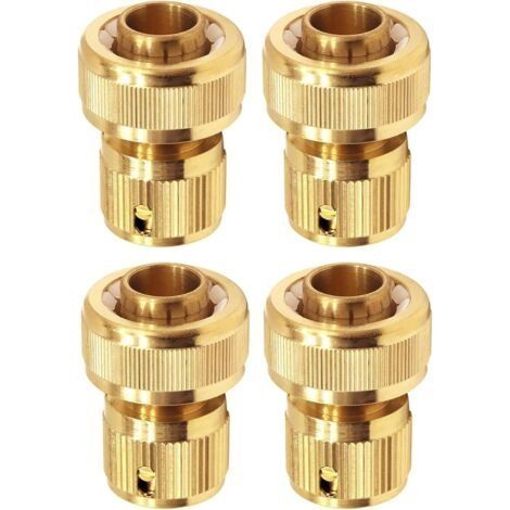 Raccord d'Arrosage 19 mm (3/4") en Laiton, Rapide Raccord Connecteurs pour Tuyau d’arrosage dans Le Jardin - Lot de 4 (1/5)