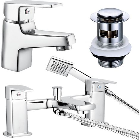 Bristan Niva Square Chrome Basin Mixer Lever Action Tap Waste Bath Shower Mixer